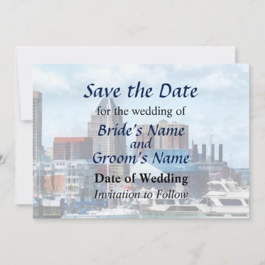 MD - Baltimore Skyline and Harbor Save The Date (Vorderseite)