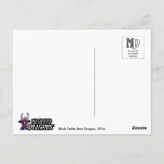 MD Black Teddy Dragon Postkarte (Rückseite)