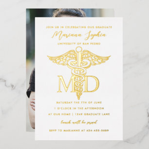MD Doktor der Medizin Abschluss Gold Folieneinladung