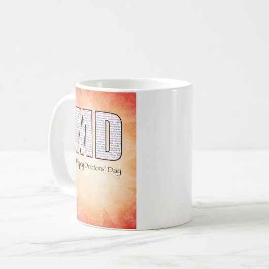 MD Happy Doctor’ Day mit Rot und Gelb Kaffeetasse (Vorderseite Links)