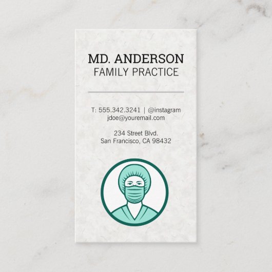 MD Healthcare Worker-Symbol | Medizinisches Symbol Visitenkarte (Vorderseite)