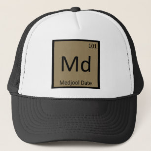 Md - Medjool Datums-Chemie-Periodensystem-Symbol Truckerkappe