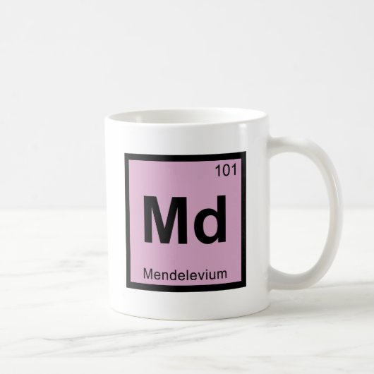 Md - Mendelevium-Chemie-Periodensystem-Symbol Kaffeetasse (Rechts)