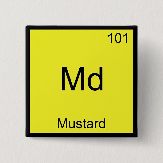 Md - Mustard Funny Chemistry Element Symbol T-Shir Button (Vorderseite)
