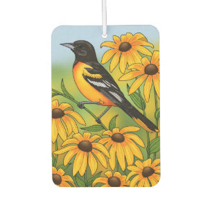 MD Staat Bird Oriole & Black-mit Augen Susan Blume Autolufterfrischer