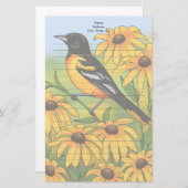 MD Staat Bird Oriole & Black-mit Augen Susan Blume Briefpapier (Vorne/Hinten)