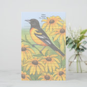 MD Staat Bird Oriole & Black-mit Augen Susan Blume Briefpapier (Stehend Vorderseite)