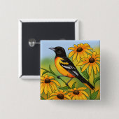 MD Staat Bird Oriole & Black-mit Augen Susan Blume Button (Vorne & Hinten)