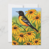 MD Staat Bird Oriole & Black-mit Augen Susan Blume Einladung (Vorderseite)