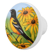 MD Staat Bird Oriole & Black-mit Augen Susan Blume Keramikknauf (Rechts)