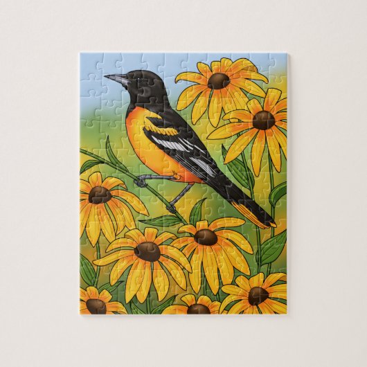 MD Staat Bird Oriole & Black-mit Augen Susan Blume Puzzle (Vertikal)