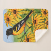 MD Staat Bird Oriole & Black-mit Augen Susan Blume Sherpadecke (Vorderseite (Horizontal))