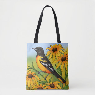 MD Staat Bird Oriole & Black-mit Augen Susan Blume Tasche