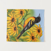 MD Staat Bird Oriole & Black-mit Augen Susan Blume Wandteppich (Vorderseite (Horizontal))