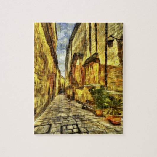 Mdina Street Malta Van Gogh Puzzle (Vertikal)