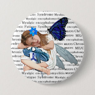 ME/CFS Angel Fairy Girl Awareness Ribbon Button