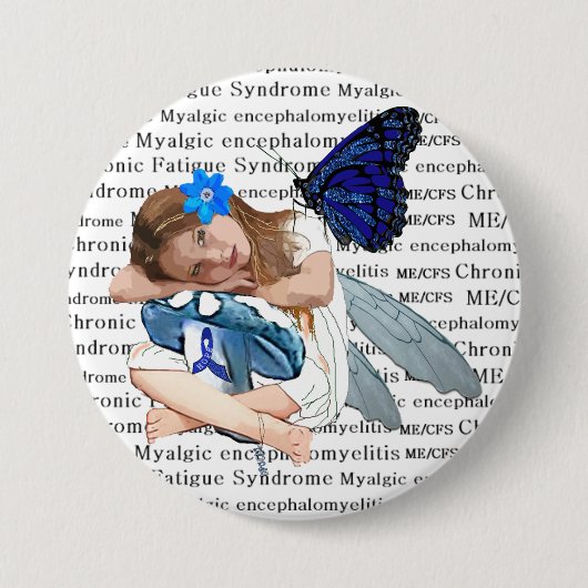 ME/CFS Angel Fairy Girl Awareness Ribbon Button (Vorderseite)
