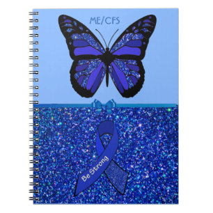 ME/CFS Blaues Bewusstseinsband und Schmetterling Notizblock