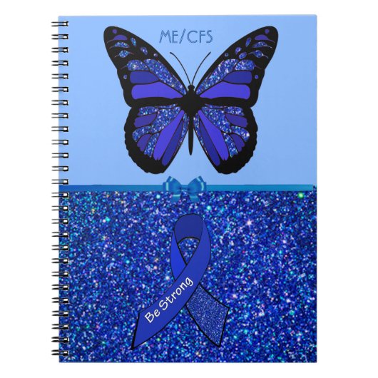 ME/CFS Blue Awareness Ribbon and Butterfly Notizblock (Vorderseite)