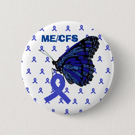 ME/CFS Blue Ribbon and Butterfly Awareness Button (Vorderseite)
