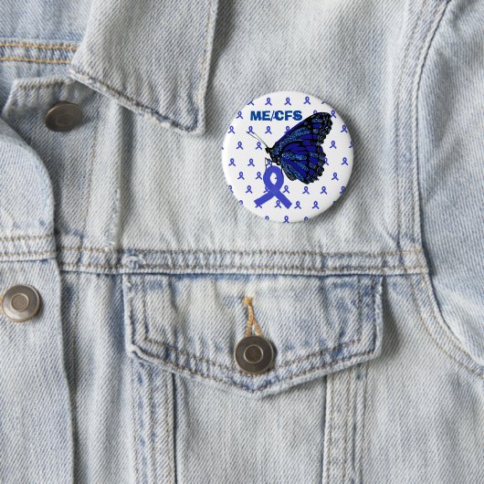 ME/CFS Blue Ribbon and Butterfly Awareness Button (Beispiel)