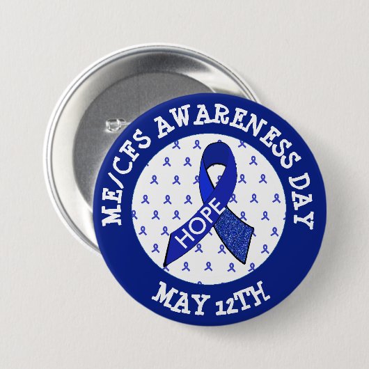 ME/CFS Syndrome Awareness Day May 12 Ribbon Button (Vorne & Hinten)