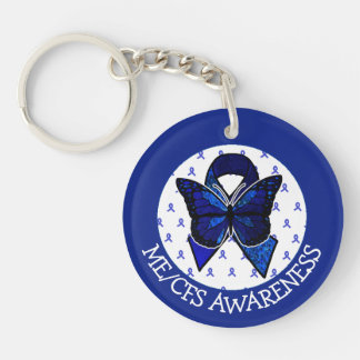 ME/CFS Syndrome Awareness Ribbon and Butterfly Schlüsselanhänger
