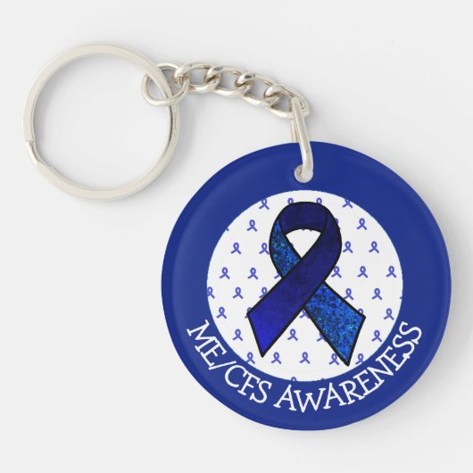 ME/CFS Syndrome Awareness Ribbon Classic Round St. Schlüsselanhänger (Vorderseite)