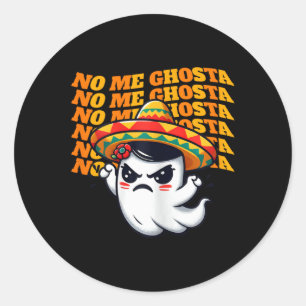 Me Ghosta Funny Mexican Halloween Ghost Women 1 Runder Aufkleber