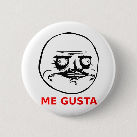 Me Gusta Face mit Text Button (Vorderseite)