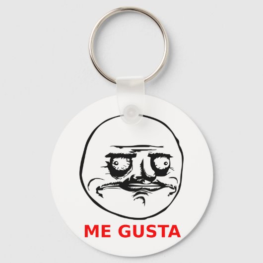 Me Gusta Face mit Text Schlüsselanhänger (Vorderseite)