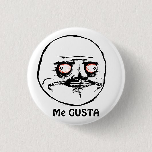 Me Gusta ragende Comic Gesicht Button (Vorderseite)