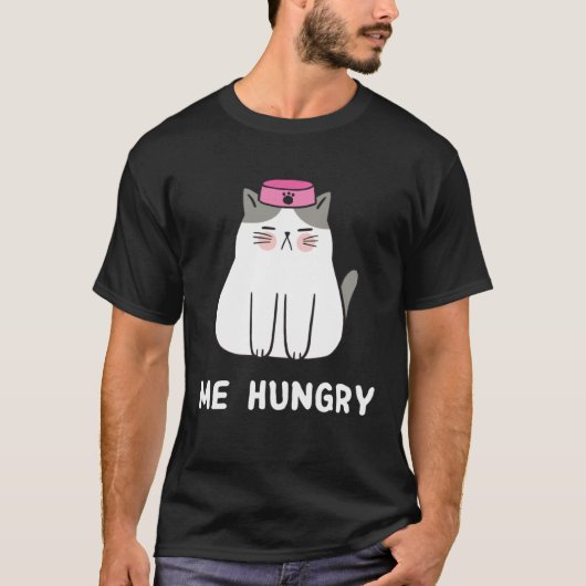 Me Hungry Cat Wollend Essen T-Shirt (Vorderseite)
