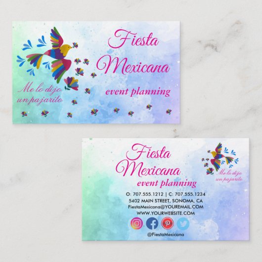 "Me lo dijo un pajarito" Arte Mexicano Estándar Visitenkarte (Vorne/Hinten)