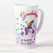 "Me lo dijo un pajarito" editable Milchtasse (Rechte Ecke)