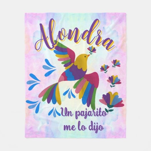 'Me lo dijo un pajarito' personalizable nombre Fleecedecke (Vorderseite)