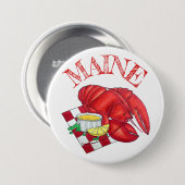 ME Maine Lobster Shack Seafood Dinner Red Gingham Button (Vorne & Hinten)