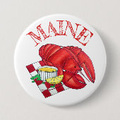ME Maine Lobster Shack Seafood Dinner Red Gingham Button (Vorderseite)