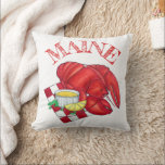 ME Maine Lobster Shack Seafood Dinner Red Gingham Kissen<br><div class="desc">Das Design zeichnet sich durch eine originelle Illustration eines klassischen Maine-gedämpften Hummerdinner aus, serviert auf einem rot-weißen Picknickdecke mit Zitronenkeil und reichlich geschmolzener Butter! Dieses Hummer-Design ist auch auf anderen Produkten erhältlich. Viele weitere thematische Illustrationen von Maine und Neuengland sind auch in diesem Shop erhältlich. Sehen Sie nicht, wonach Sie...</div>