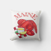 ME Maine Lobster Shack Seafood Dinner Red Gingham Kissen (Vorderseite)