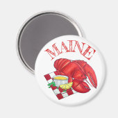ME Maine Lobster Shack Seafood Dinner Red Gingham Magnet (Vorderseite/Rückseite)