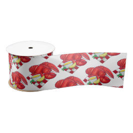 ME Maine Lobster Shack Seafood Dinner Red Gingham Satinband