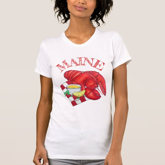 ME Maine Lobster Shack Seafood Dinner Red Gingham T-Shirt (Vorderseite)