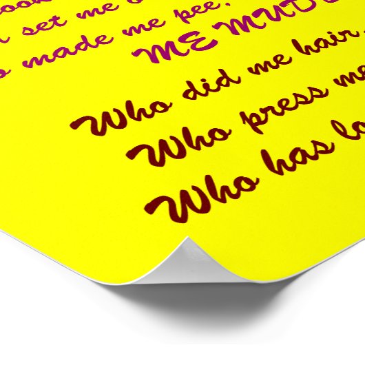 ME MUDDER Gedicht Poster (Ecke)