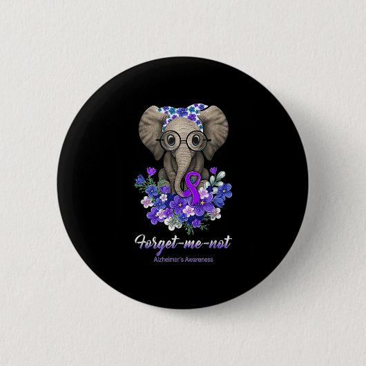 Me Not Elephant Blume Alzheimerheimer Brain Awar Button (Vorderseite)