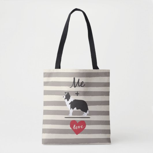 Me plus Border Collie gleich Liebe Niedliche Tasch Tasche (Vorderseite)