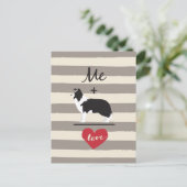 Me plus Border Collie Gleichwertige Liebe Niedlich Postkarte (Stehend Vorderseite)
