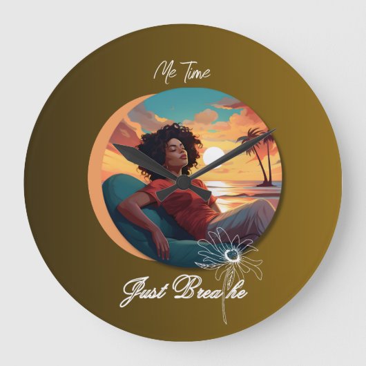 Me Time "Just Breathe" Große Wanduhr (Vorderseite)