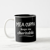 Mea Cuppa Keeps Me Charitable Catholic Humor Mug Zweifarbige Tasse (Links)