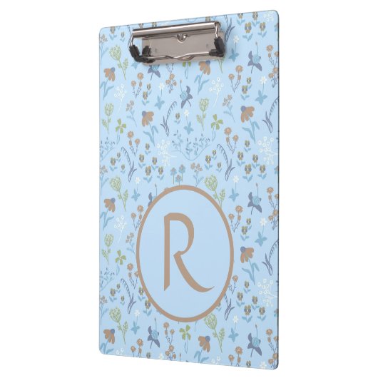 Mead Blume Blue Monogramed Klemmbrett (Links)